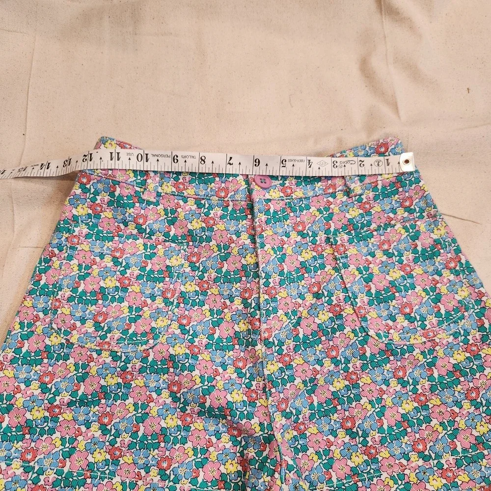 Mini Boden Floral Print Shorts Girls 12 13 Y Cotton Blend Button 12-13
